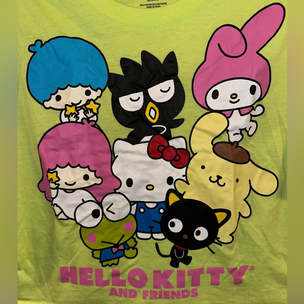 Hello Kitty and Friends Lime Green T-Shirt Tee Size Medium Sanrio